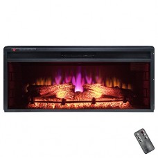 Golden Vantage 37" Push Button Control Black Finish Freestanding Electric Fireplace Stove Heater Insert - B076BXCGLQ